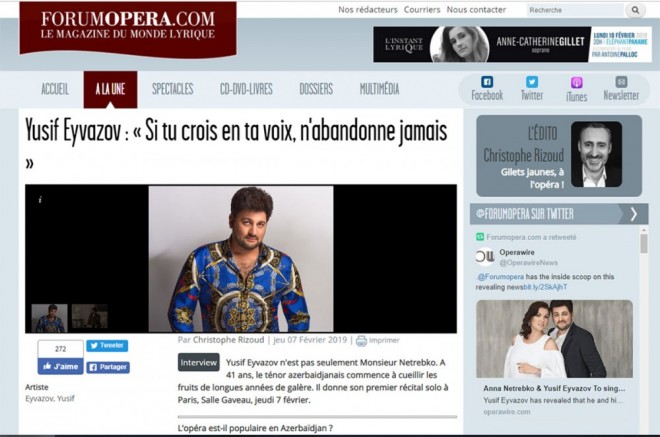 Yusif Eyvazov Fransaya səsə saldı