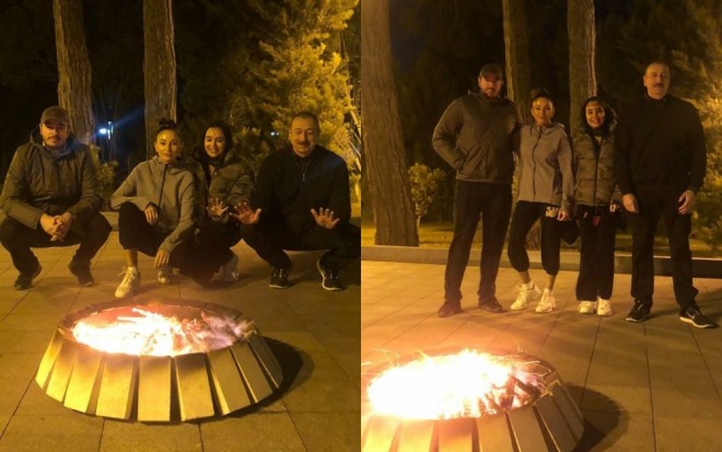 Prezident ailəsi ilə birgə Yel çərşənbəsini qeyd etdi - foto