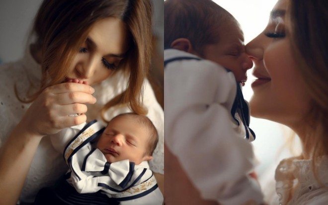 Ülviyyə dörd aylıq körpəsi ilə - foto