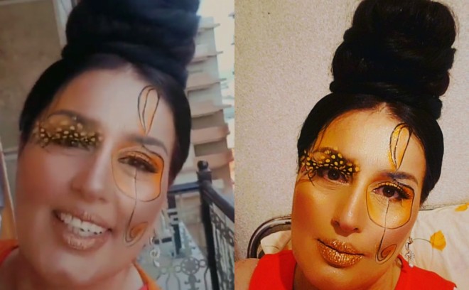 Elza bir üzünə not şəkli çəkdirdi - video